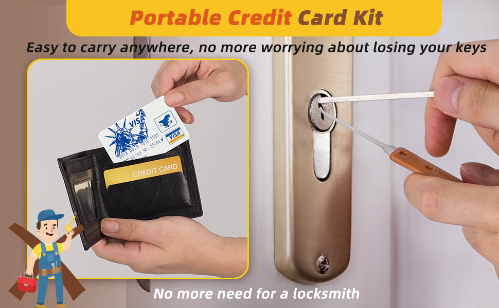 Portable card-style tool kit shown with its compact wallet storage
