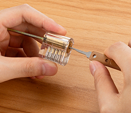 Step one using the supplied transparent double-row practice lock