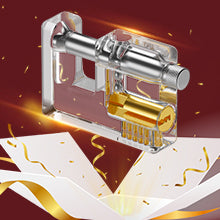 Square-profile transparent practice lock with its internal cylinder visible