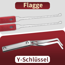 Complete two-panel image showing the flag tools above and the Y key below